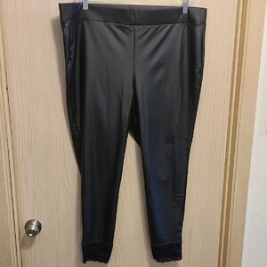 Torrid Black Leggings with Lace Trim